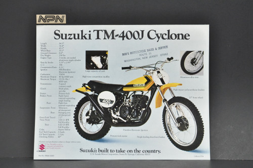 Vintage NOS 1972 Suzuki TS400 J Apache TM400 J Cyclone Brochure Dealer Specs
