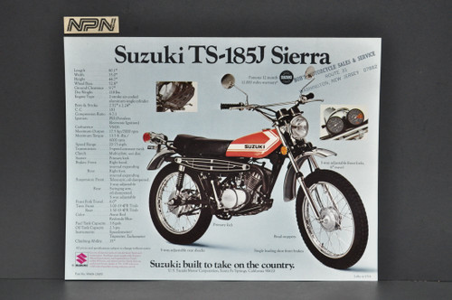 Vintage NOS 1972 Suzuki TS185 J Sierra RV90 J Rover Brochure Dealer Stamp OEM