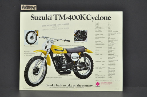 Vintage NOS 1973 Suzuki TM400 K Cyclone TS400 K Apache Brochure Dealer Specs OEM