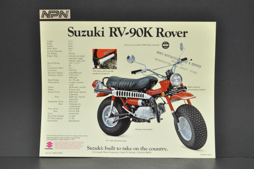 Vintage NOS 1973 Suzuki RV125 K Tracker RV90 K Rover Brochure Dealer Specs