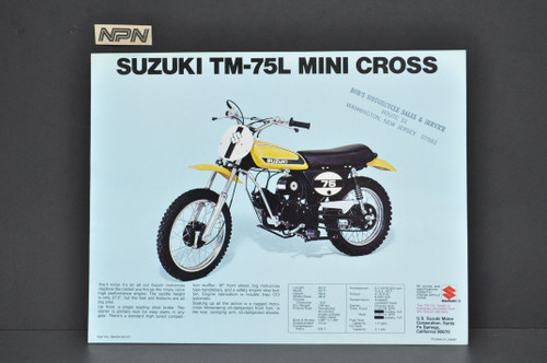 Vintage NOS 1974 Suzuki TM75 L Mini Cross TS50 L Gaucho Brochure Dealer Specs