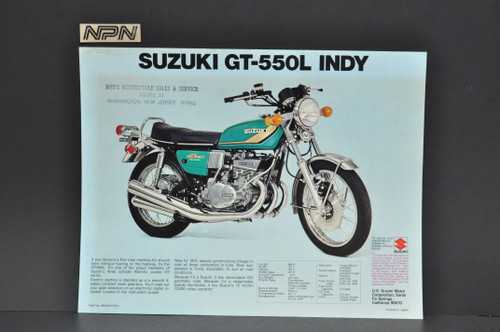 Vintage NOS 1974 Suzuki GT750 L LeMans GT550 L Indy Brochure Dealer Specs OEM