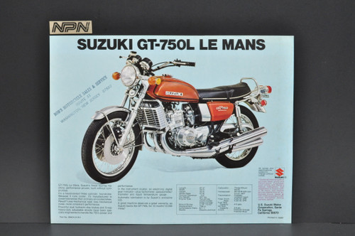 Vintage NOS 1974 Suzuki GT750 L LeMans GT550 L Indy Brochure Dealer Specs OEM
