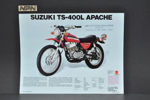 Vintage NOS 1974 Suzuki TS400 L Apache TS250 L Savage Brochure Dealer Specs OEM