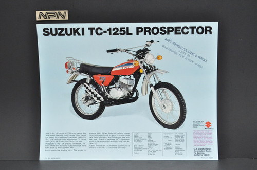 Vintage NOS 1974 Suzuki TS125 L Duster TC125 L Prospector Brochure Dealer Specs