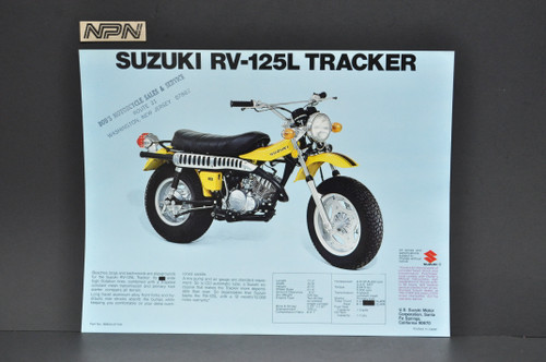 Vintage NOS 1974 Suzuki RV125 L Tracker RV90 L Rover Brochure Dealer Specs OEM