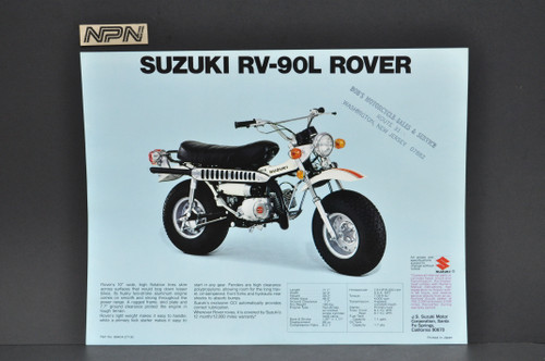 Vintage NOS 1974 Suzuki RV125 L Tracker RV90 L Rover Brochure Dealer Specs OEM