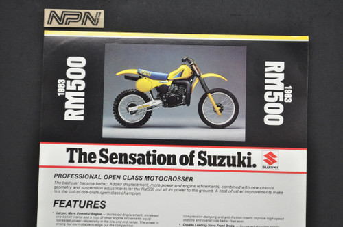Vintage NOS 1983 Suzuki RM500 Motorcycle Brochure Dealer Spec Sheet OEM