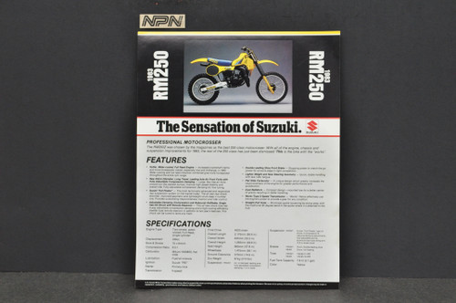 Vintage NOS 1983 Suzuki RM250 Motorcycle Brochure Dealer Spec Sheet OEM