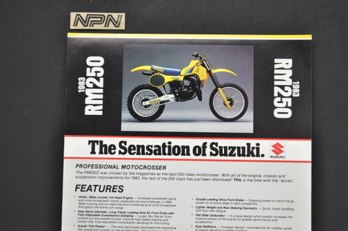 Vintage NOS 1983 Suzuki RM250 Motorcycle Brochure Dealer Spec Sheet OEM