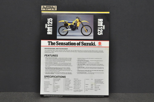 Vintage NOS 1983 Suzuki RM125 Motorcycle Brochure Dealer Spec Sheet OEM