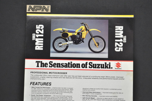 Vintage NOS 1983 Suzuki RM125 Motorcycle Brochure Dealer Spec Sheet OEM