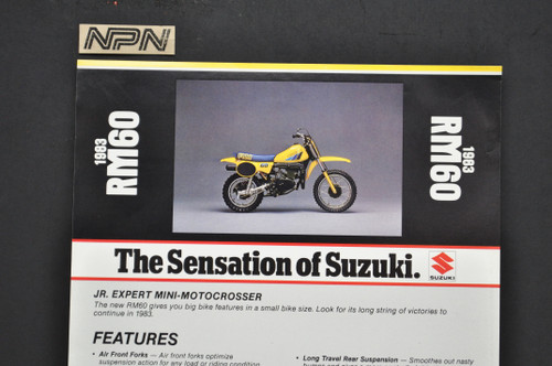 Vintage NOS 1983 Suzuki RM60 Motorcycle Brochure Dealer Spec Sheet OEM