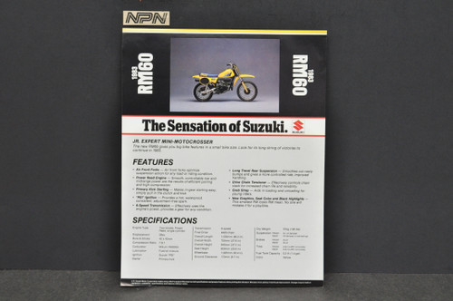 Vintage NOS 1983 Suzuki RM60 Motorcycle Brochure Dealer Spec Sheet OEM