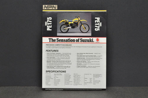 Vintage NOS 1983 Suzuki PE175 Motorcycle Brochure Dealer Spec Sheet OEM