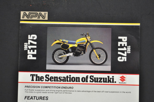 Vintage NOS 1983 Suzuki PE175 Motorcycle Brochure Dealer Spec Sheet OEM