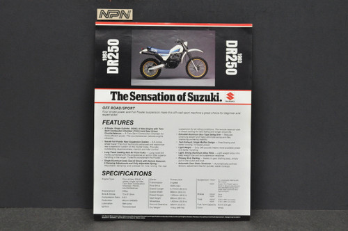 Vintage NOS 1983 Suzuki DR250 Motorcycle Brochure Dealer Spec Sheet OEM