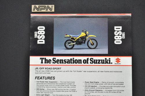 Vintage NOS 1983 Suzuki DS80 Motorcycle Brochure Dealer Spec Sheet OEM