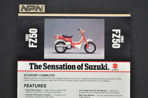 Vintage NOS 1983 Suzuki FZ50 Rascal Moped Brochure Dealer Spec Sheet OEM