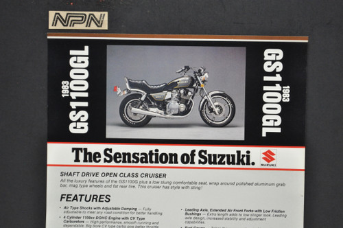 Vintage NOS 1983 Suzuki GS1100 GL Motorcycle Brochure Dealer Spec Sheet OEM