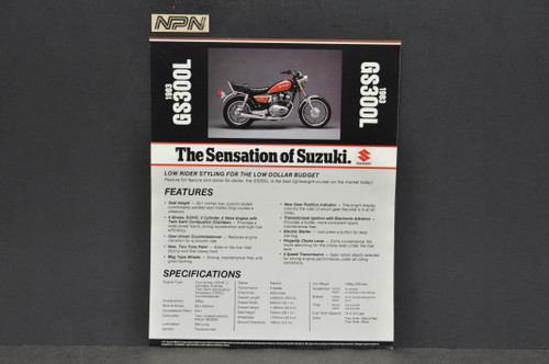 Vintage NOS 1983 Suzuki GS300 L Motorcycle Brochure Dealer Spec Sheet OEM