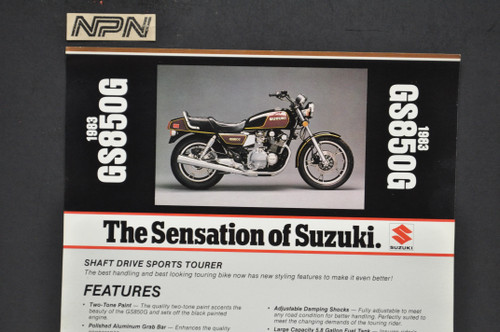 Vintage NOS 1983 Suzuki GS850 G Motorcycle Brochure Dealer Spec Sheet OEM