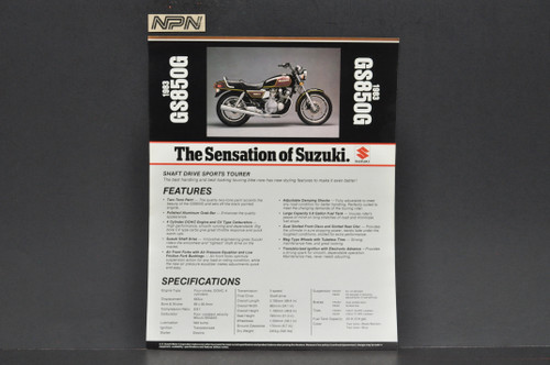 Vintage NOS 1983 Suzuki GS850 G Motorcycle Brochure Dealer Spec Sheet OEM
