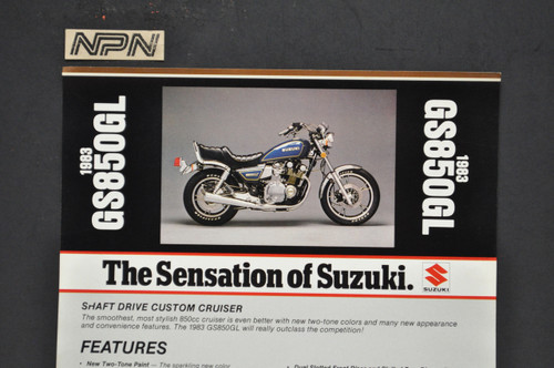 Vintage NOS 1983 Suzuki GS750 ES Motorcycle Brochure Dealer Spec Sheet OEM