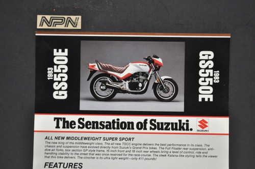 Vintage NOS 1983 Suzuki GS550 E Motorcycle Brochure Dealer Spec Sheet