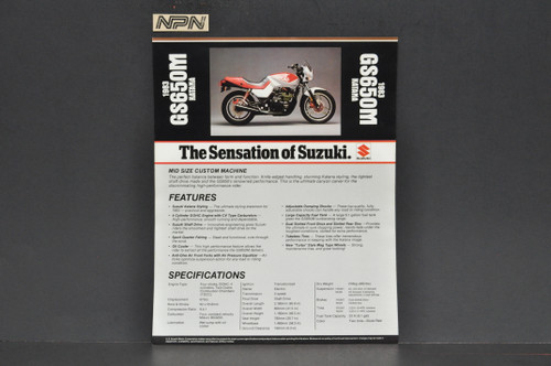 Vintage NOS 1983 Suzuki GS650 M Katana Motorcycle Brochure Dealer Spec Sheet OEM