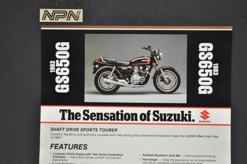 Vintage NOS 1983 Suzuki GS650 G Motorcycle Brochure Dealer Spec Sheet OEM