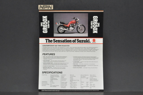 Vintage NOS 1983 Suzuki GR650 X Tempter Motorcycle Brochure Dealer Spec Sheet