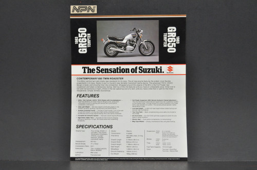 Vintage NOS 1983 Suzuki GR650 Tempter Motorcycle Brochure Dealer Spec Sheet