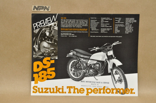 Vintage NOS 1979 Suzuki DS125 DS185 Motorcycle Preview Brochure Dealer Specs