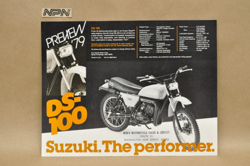 Vintage NOS 1979 Suzuki DS100 DS80 Motorcycle Preview Brochure Dealer Specs