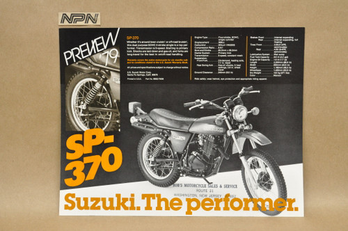 Vintage NOS 1979 Suzuki DR370 SP370 Motorcycle Preview Brochure Dealer Specs
