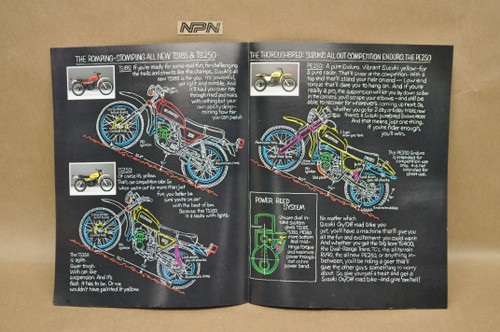 NOS 1976 Suzuki Enduro Motorcycle Sales Brochure PE250 TS75 TS100 TS125 TS250