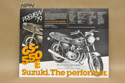Vintage NOS 1979 Suzuki GS550 E Motorcycle Preview Brochure Dealer Specs