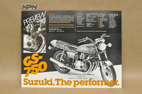 Vintage NOS 1979 Suzuki GS750 E Motorcycle Preview Brochure Dealer Specs
