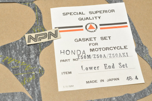 NOS Honda Z50 A K0-K1 Z50R Beck Arnley Lower Bottom End Gasket Kit 06111-045-010