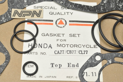 NOS Honda CA77 CB77 CL77 Beck Top End Gasket O-Ring Incomplete Kit 06110-275-000