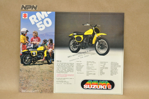 Vintage NOS 1978 Suzuki RM80 RM50 Motorcycle Brochure Motocross Dealer Specs