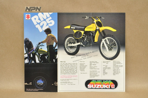 Vintage NOS 1978 Suzuki RM125 RM100 Motorcycle Brochure Motocross Dealer Specs