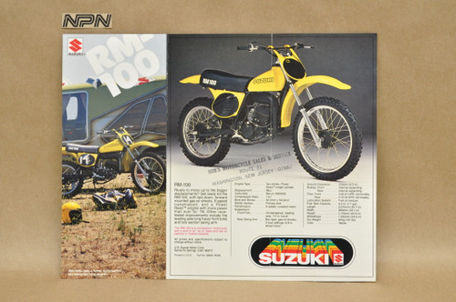 Vintage NOS 1978 Suzuki RM125 RM100 Motorcycle Brochure Motocross Dealer Specs