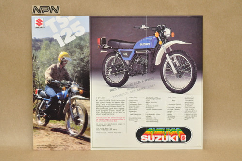 Vintage NOS 1978 Suzuki TS125 TS100 Motorcycle Brochure Motocross Dealer Specs OEM