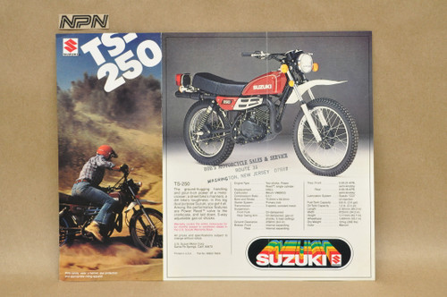 Vintage NOS 1978 Suzuki TS250 TS185 Motorcycle Brochure Motocross Dealer Specs