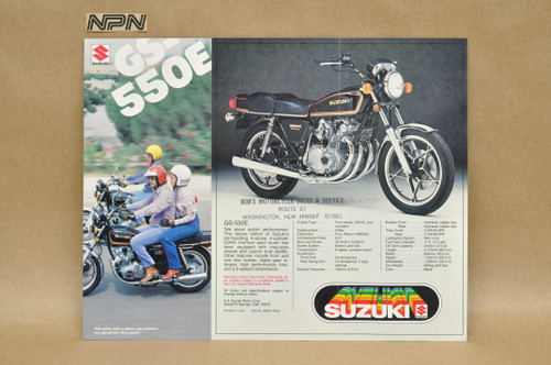 Vintage NOS 1978 Suzuki GS750 E GS550 E Motorcycle Brochure OEM Dealer Specs