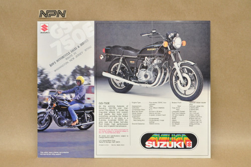 Vintage NOS 1978 Suzuki GS750 E GS550 E Motorcycle Brochure OEM Dealer Specs