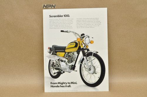 Vintage NOS 1971 Honda CL100 K1 Scrambler 100 Brochure OEM Dealer Specs