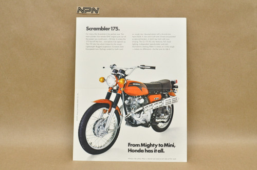 Vintage NOS 1971 Honda CL175 K5 Scrambler 175 Brochure OEM Dealer Specs